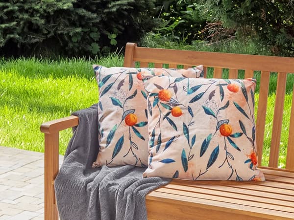 Sett med 2 Hageputer Flerfarget Polyester 45 x 45 Bladmønster Moderne Utendørs Dekorasjon Vannbestandig