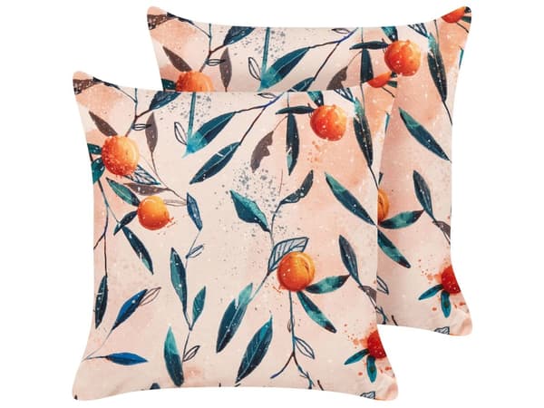 Sett med 2 Hageputer Flerfarget Polyester 45 x 45 Bladmønster Moderne Utendørs Dekorasjon Vannbestandig