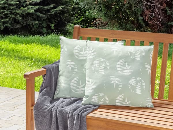 Sett med 2 Hageputer Grønn Polyester 45 x 45 cm Bladmønstermotiv Moderne Design Kastepute Spredepute