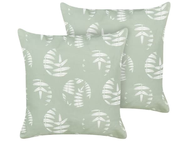 Sett med 2 Hageputer Grønn Polyester 45 x 45 cm Bladmønstermotiv Moderne Design Kastepute Spredepute