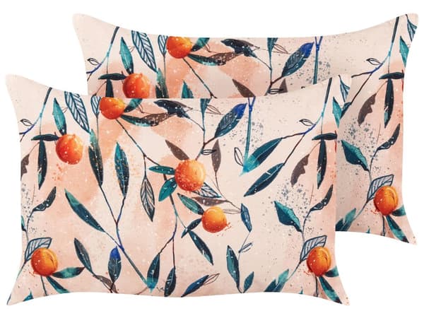 Sett med 2 Hageputer Flerfarget Polyester 40 x 60 cm Bladmønster Moderne Utendørs Dekorasjon Vannbestandig