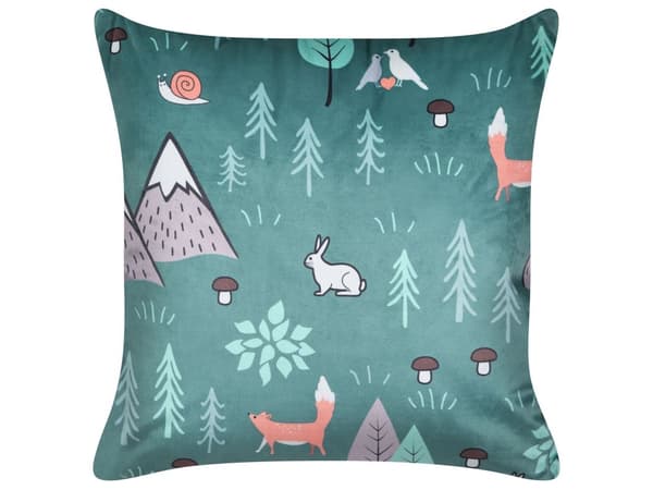 Sett med 2 stk. Pynteputer Mintgrønn Fløyel 45 x 45 cm for Barn Dyremotiv Skogmotiv Moderne for barn Innredningstilbehør for barn