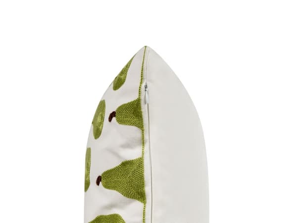 Sett med 2 pynteputer Grønn Hvit Bomull Polyester 45 x 45 cm Pæremønster Fruktmotiv Brodert Dekorativt tilbehør