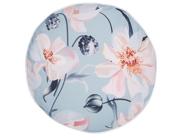 Sett med 2 hageputer Blå Polyester Blomstermønster ⌀ 40 cm Rund Moderne Utendørs Dekorasjon Vannbestandig