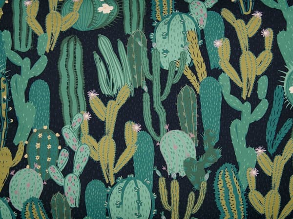 Sett med 2 hageputer Grønn Polyester Kaktusmønster ⌀ 40 cm Rund Moderne Utendørs uteplass Vannbestandig