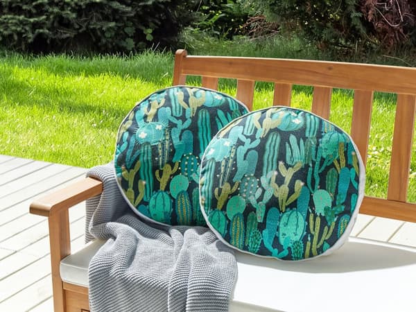 Sett med 2 hageputer Grønn Polyester Kaktusmønster ⌀ 40 cm Rund Moderne Utendørs uteplass Vannbestandig