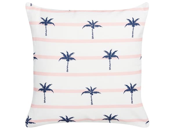 Sett med 2 hageputer Hvit Polyester Palmemønster 45 x 45 cm Kvadratisk Moderne Utendørs uteplass Vannbestandig