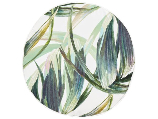Sett med 2 hageputer Grønt og hvitt bladmønster i polyester ⌀ 40 cm Moderne utendørsdekorasjon Vannbestandig
