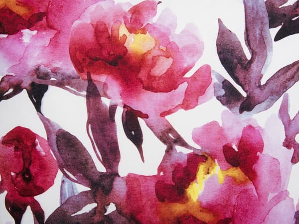 Sett med 2 hageputer i hvitt og rosa polyester med blomstermønster ⌀ 40 cm runde, moderne, vanntette uteputer for uteplassen