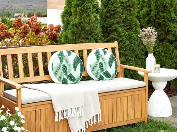 Sett med 2 Hageputer Grønn Polyester ⌀ 40 cm Rund Bladmønster Moderne design