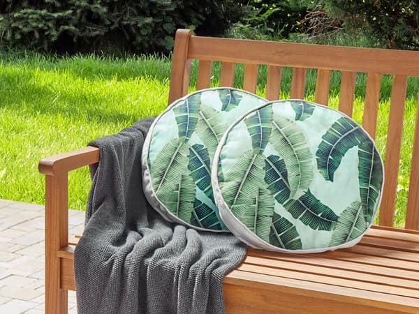 Sett med 2 Hageputer Grønn Polyester ⌀ 40 cm Rund Bladmønster Moderne design