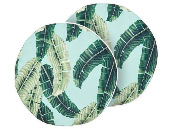 Sett med 2 Hageputer Grønn Polyester ⌀ 40 cm Rund Bladmønster Moderne design
