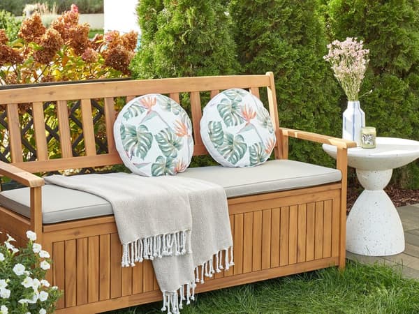 Sett med 2 hageputer flerfarget polyester ⌀ 40 cm runde puter med bladmotiv av monstera i moderne design
