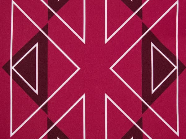 Sett med 2 hageputer i rosa polyester med geometrisk mønster ⌀ 40 cm runde, moderne, vanntette uteputer for uteplassen