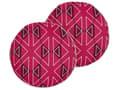 Miniatyrbilde 1 av 7: Sett med 2 hageputer i rosa polyester med geometrisk mønster ⌀ 40 cm runde, moderne, vanntette uteputer for uteplassen