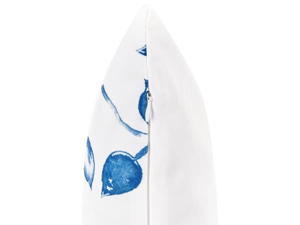 Sett med 2 hageputer i hvitt og blått polyester 40 x 60 cm Rektangulær pute med bladmotiv i moderne design