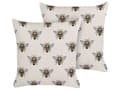 Miniatyrbilde 1 av 8: Sett med 2 hageputer Beige Polyester Bimønster 45 x 45 cm firkantet Moderne Utendørs uteplass Vannavvisende