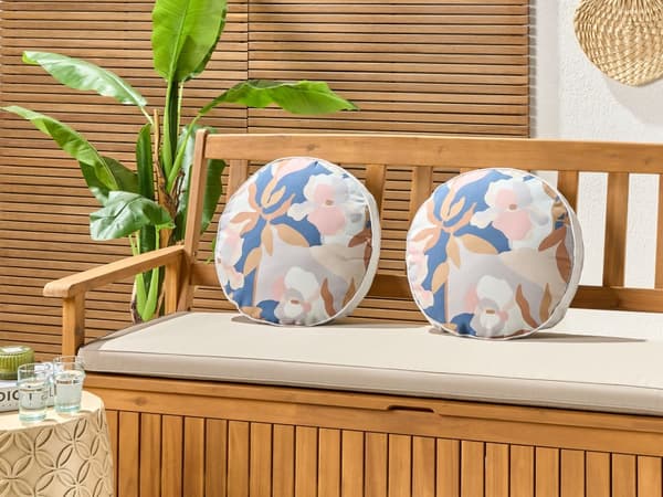Set med 2 trädgårdskuddar Flerfärgad polyester ⌀ 40 cm Blommigt Mönster Modern Utomhusdekoration Vattenavvisande