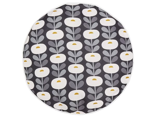 Sett med 2 hageputer i grå polyester med geometrisk mønster ⌀ 40 cm Moderne utendørspynt Vannavvisende
