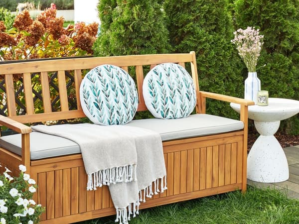 Sett med 2 Hageputer Hvit Grønn polyester ⌀ 40 cm rund pute med bladmotiv i moderne design