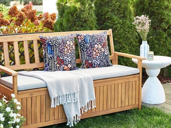 Uppsättning med 2 Kuddar för Utomhusbruk Flerfärgad Polyester 45 x 45 cm Rektangulär Kudde med Blommönster Trädgård Uteplats Balkong