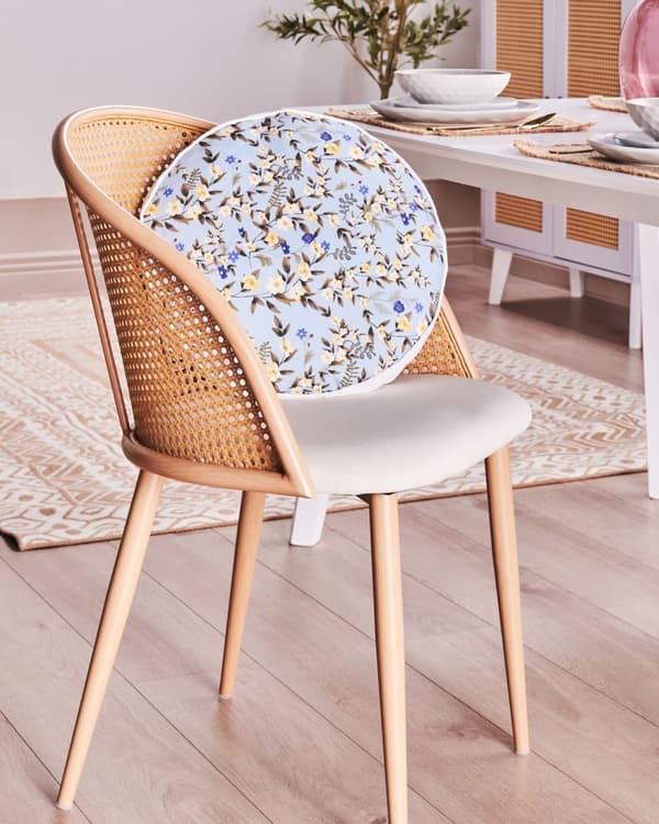 Uppsättning med 2 kuddar för utomhusbruk Blå polyester ⌀ 40 cm Rund kudde med blommönster Trädgård uteplats