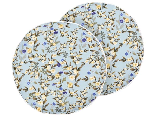Uppsättning med 2 kuddar för utomhusbruk Blå polyester ⌀ 40 cm Rund kudde med blommönster Trädgård uteplats