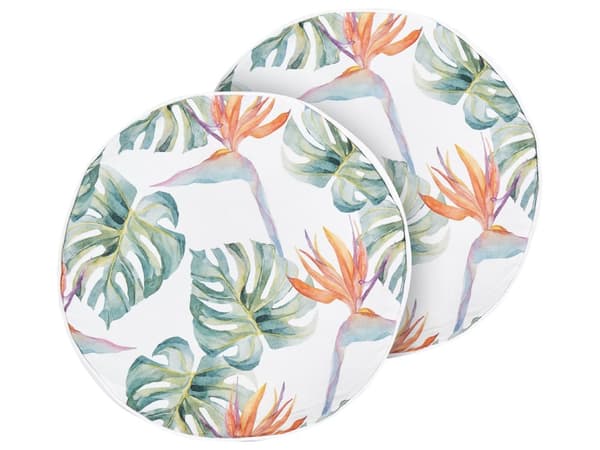 Set med 2 trädgårdskuddar Flerfärgad polyester ⌀ 40 cm Rund Monstera Bladmönster Motiv Modern design Kudde