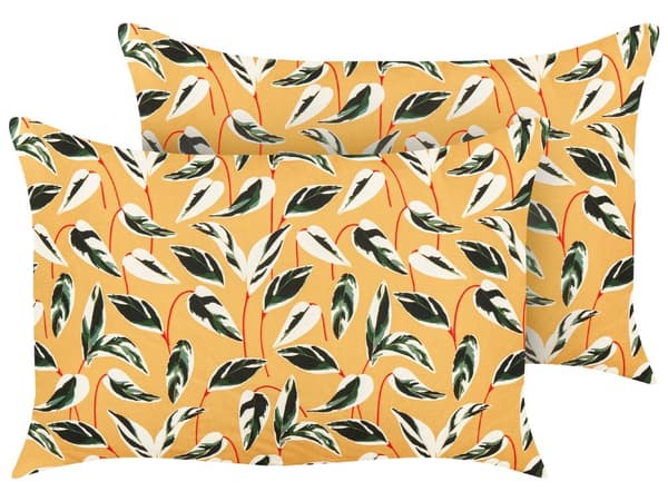 Set med 2 trädgårdskuddar Flerfärgad polyester 40 x 60 cm Rektangulär kudde med bladmönstermotiv Modern design