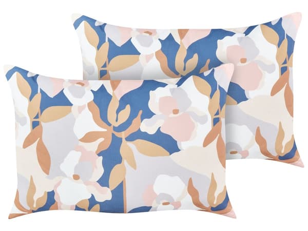Set med 2 trädgårdskuddar Flerfärgad polyester 40 x 60 cm Blommigt mönster Modern utomhusdekoration Vattenavvisande