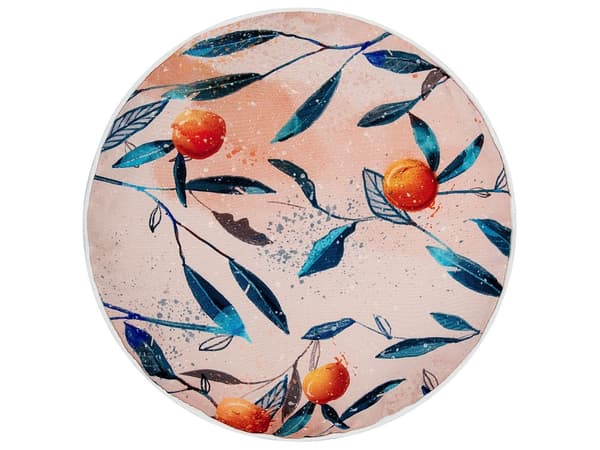 Set med 2 trädgårdskuddar Flerfärgad polyester ⌀ 40 cm Bladmönster Modern utomhusdekoration Vattenavvisande