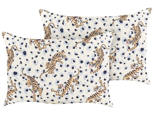 Set med 2 trädgårdskuddar Flerfärgad polyester 40 x 60 cm Rektangulär kudde med tigermotiv Modern design Kudde