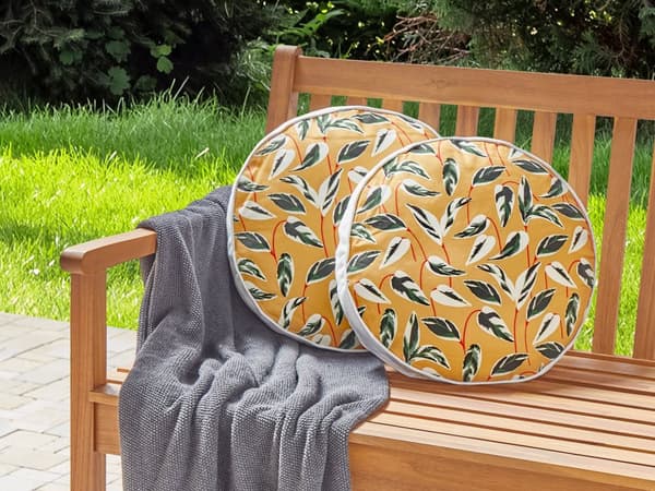 Set med 2 trädgårdskuddar Flerfärgad polyester ⌀ 40 cm Rektangulär kudde med bladmönstermotiv Modern design
