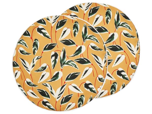 Set med 2 trädgårdskuddar Flerfärgad polyester ⌀ 40 cm Rektangulär kudde med bladmönstermotiv Modern design