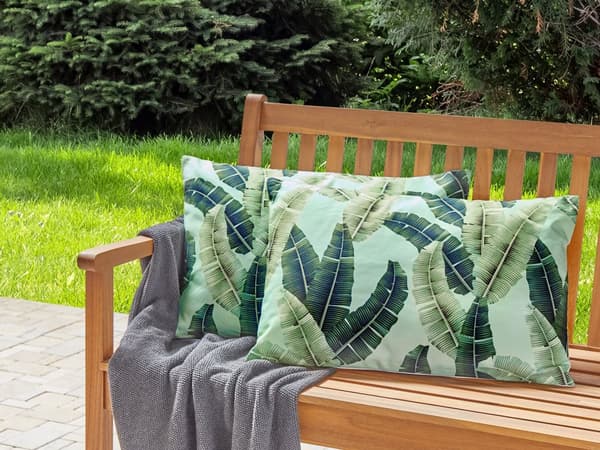 Set med 2 trädgårdskuddar Grön polyester 40 x 60 cm Rektangulär kudde med motiv av bladmönster Modern design
