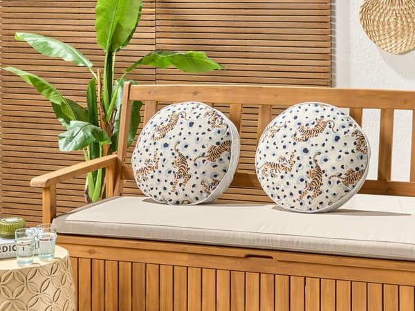 Set med 2 trädgårdskuddar Flerfärgad polyester ⌀ 40 cm rund tigermönstrad kudde Modern design Kudde