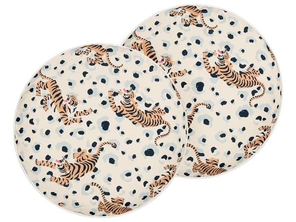 Set med 2 trädgårdskuddar Flerfärgad polyester ⌀ 40 cm rund tigermönstrad kudde Modern design Kudde