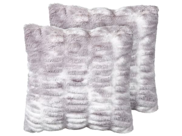 Sett med 2 Pynteputer Lysegrå Imitert pels 45 x 45 cm Myke Luftige Puter