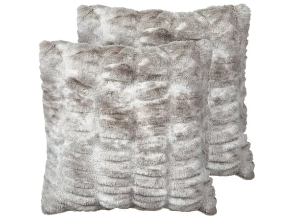 Sett med 2 Pynteputer Grå Imitert pels 45 x 45 cm Myke og Luftige Puter
