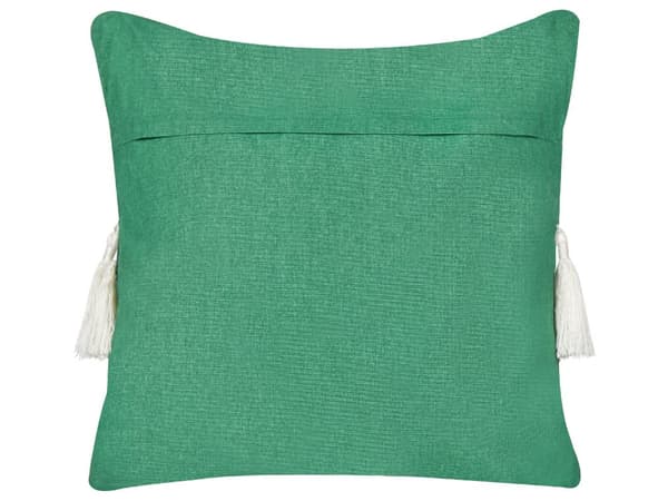 Set om 2 kuddar Grön 45 x 45 cm Julmotiv Tofsar Bomull Avtagbara Omslag Vardagsrum Sovrum