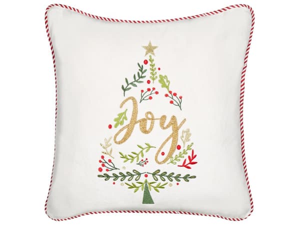 Set om 2 kuddar Vit sammetstyg 45 x 45 cm Julgransmönster Bomull Avtagbara överdrag Vardagsrum Sovrum