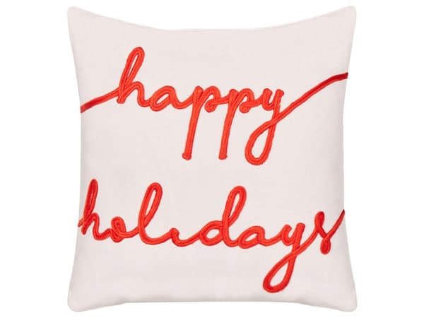 Kudde Vit Röd Bomull Sammet 45 x 45 cm Julmotiv Bildtext Tillbehör Festlig Inredning