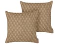 Miniatyrbilde 1 av 7: Sett med 2 dekorative puter Beige Jute 45 x 45 cm Vevd Flyttbar med glidelås Geometrisk mønster Boho Decor Tilbehør