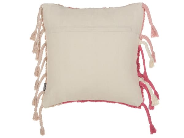 Sett med 2 tuftete puter i rosa bomull 45 x 45 cm med dusker Boho Stil Innredningstilbehør