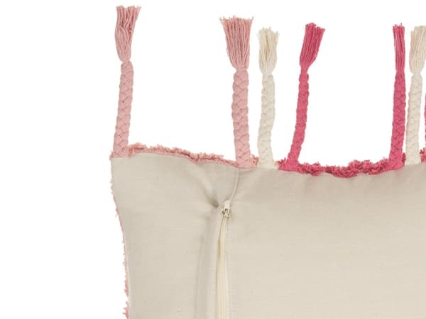 Sett med 2 tuftete puter i rosa bomull 45 x 45 cm med dusker Boho Stil Innredningstilbehør