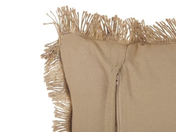 Sett med 2 dekorative puter Beige Jute 45 x 45 cm Vevd Flyttbar med glidelås Frynsekant Boho Decor Tilbehør