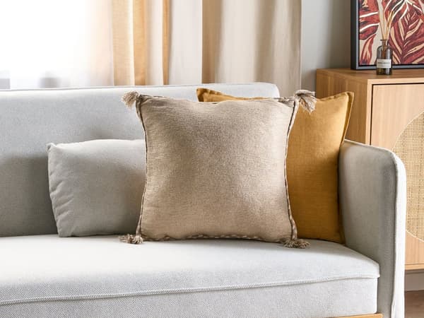 Dekorativ pute Beige Jute 45 x 45 cm Vevd Flyttbar med glidelås Dekorative dusker Boho Decor Accessories