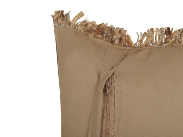 Sett med 2 dekorative puter Beige Jute 30 x 50 cm Vevd Avtakbar med glidelås Dekorative frynser Boho Decor Tilbehør