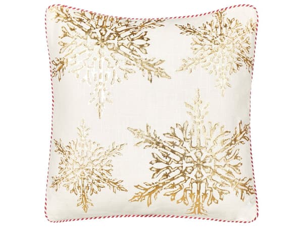 Set om 2 kuddar Vit Guld Bomull 45 x 45 cm Julmotiv Snöflinga Tryck Tillbehör Festlig Inredning