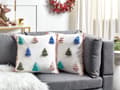 Miniatyrbild 2 av 7: Set med 2 kuddar Flerfärgad bomull 45 x 45 cm Julmotiv Julgranstryck Accessoarer Festlig inredning